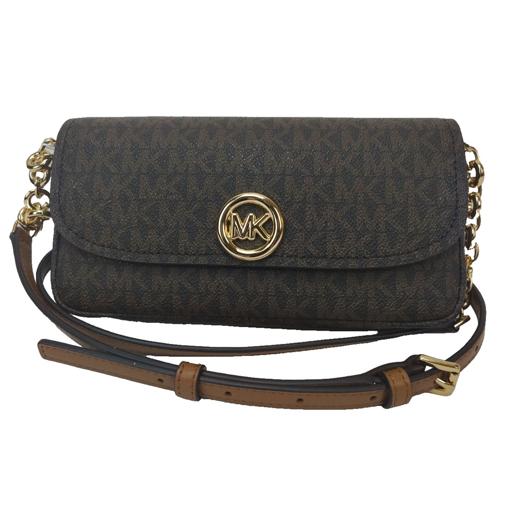Michael Kors Nolita Leather Crossbody/Shoulder Bag-Small-Brown/Acorn/Tan-NWT